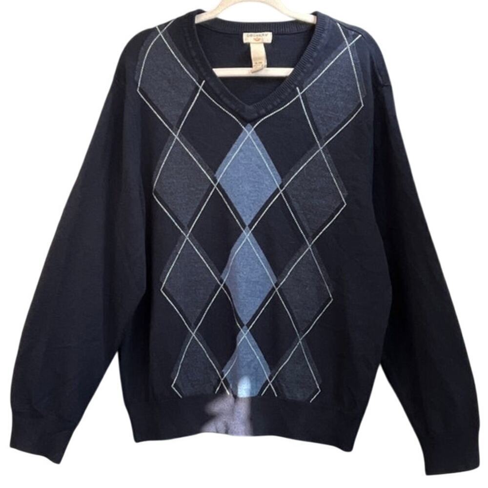 Dockers Men’s Blue XL Pullover V Neck Sweater 100% Acrylic Business Casual
